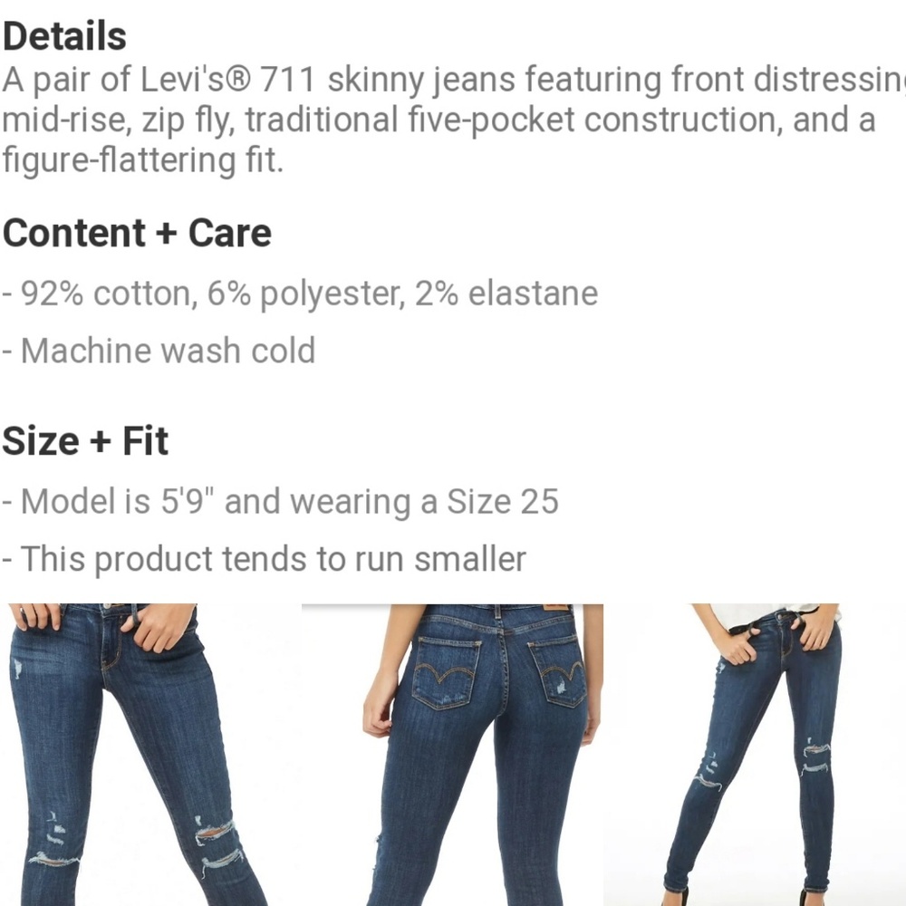 Levi's 711 skinny Jean's